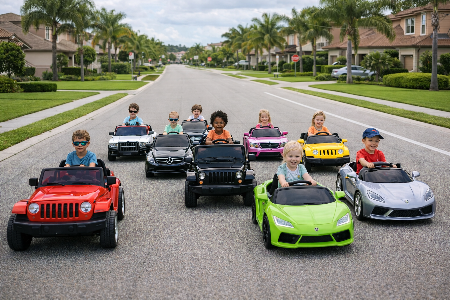 Ride On Party trailer side view with wrap and cars